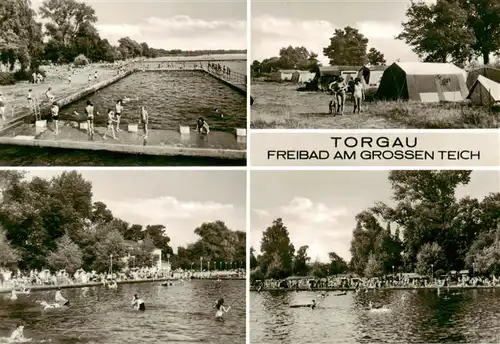 AK / Ansichtskarte 73891863 Torgau Freibad am grossen Teich Zeltplatz Teilansichten Torgau