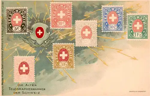 AK / Ansichtskarte  Briefmarke_auf_Ak Telegraphenmarken Schweiz Briefmarke_auf_Ak