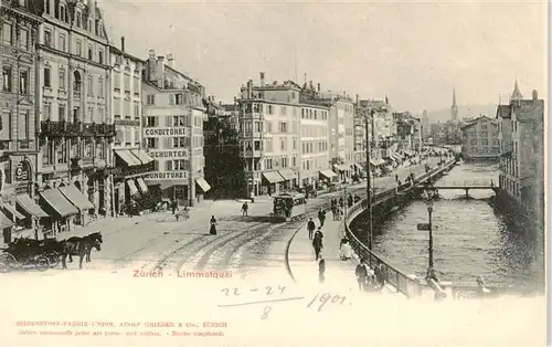 AK / Ansichtskarte  Strassenbahn_Tramway-- Zuerich Limmalquai 