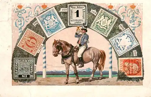 AK / Ansichtskarte  Briefmarke_auf_Ak Bayern Koenig Ludwig III Briefmarke_auf_Ak