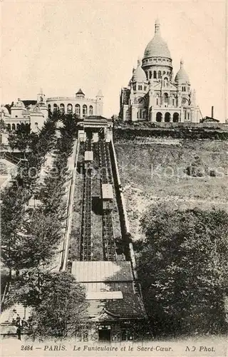 AK / Ansichtskarte  Zahnradbahn_Rack_Railway-- Paris Le funiculaire et le Sacré-Coeur 