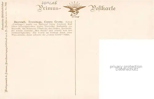 AK / Ansichtskarte  Verlag_Primus_Nr. 795 Bayreuth Eremitage Untere Grotte  
