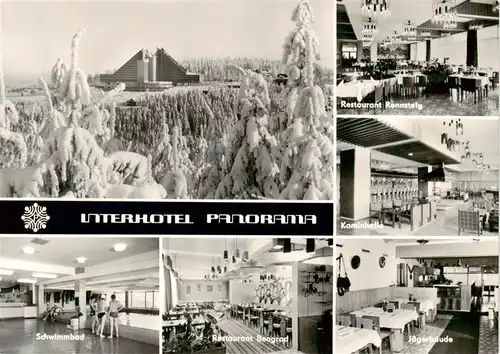 AK / Ansichtskarte  Oberhof_Thueringen Interhotel Panorama Restaurant Rennsteig Kaminhalle Schwimmbad Restaurant Beograd Jaegerbaude Oberhof Thueringen