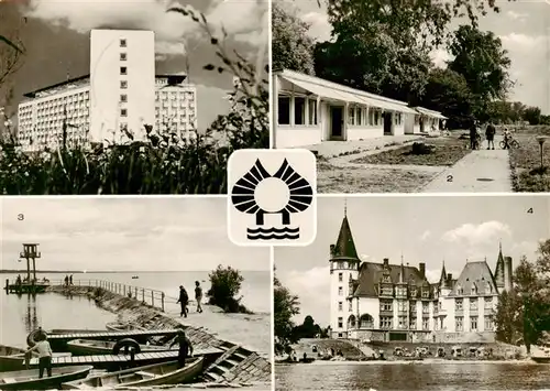 AK / Ansichtskarte  Klink_Waren FDGB Urlaubersiedlung Voelkerfreundschaft Bungalows Mole Schloss Klink Waren