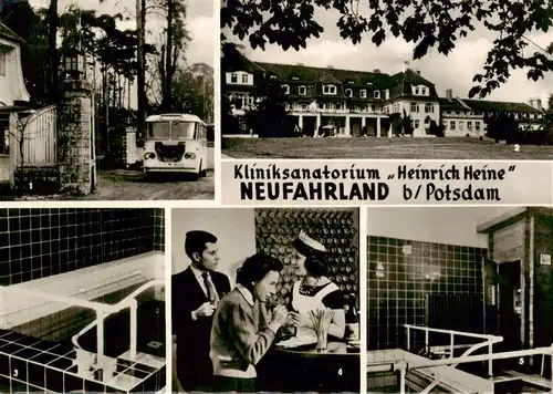 AK / Ansichtskarte  Neufahrland Kliniksanatorium Heinrich Heine Bus Eingang Haupthaus Schwimmbecken Brunnenausgabe Finnische Sauna Neufahrland