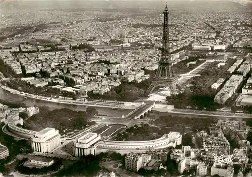 AK / Ansichtskarte  Paris_75 Vue aerienne Le alais de Chaillot la Seine la Tour Eiffel le Champ de Mars lEcole Militaire le Dome des Invalides 