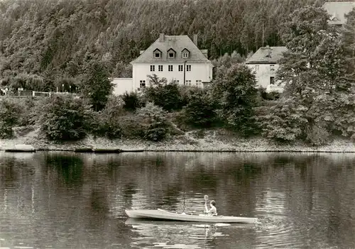 AK / Ansichtskarte 73892207 Linkenmuehle_Goessitz HO Gaststaette an der Hohenwartetalsperre Kanufahrt 