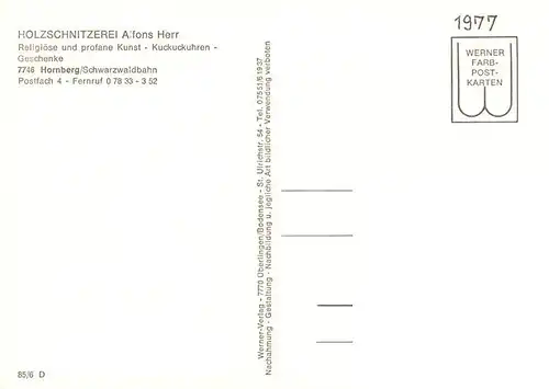 AK / Ansichtskarte 73892271 Hornberg__Schwarzwald Holzschnitzerei Alfons Herr Profane Kunst Schwarzwaldbahn 