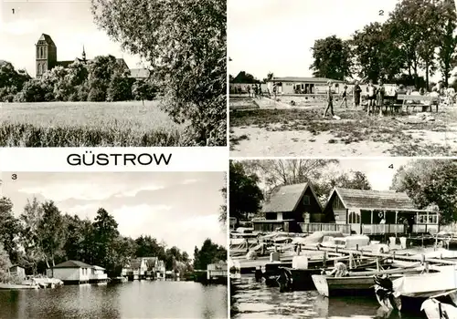 AK / Ansichtskarte  Guestrow_Mecklenburg_Vorpommern Blick zum Dom Bad Kanal am Inselsee Anglerheim Guestrow_Mecklenburg