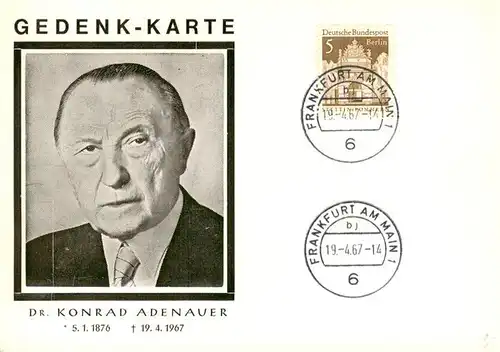 AK / Ansichtskarte  Persoenlichkeiten Konrad Adenauer Gedenk-Karte 