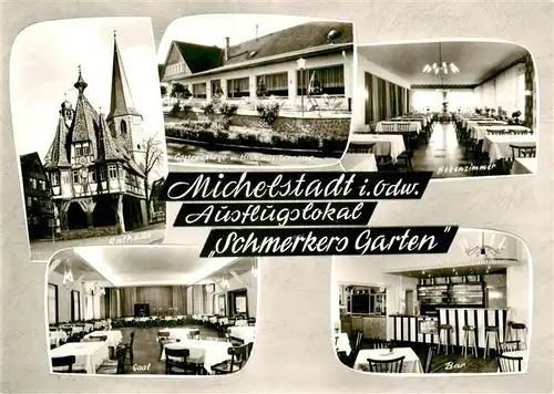 AK / Ansichtskarte  Michelstadt Gaststaette Schmerkers Garten Saal Nebenzimmer Bar Rathaus Michelstadt