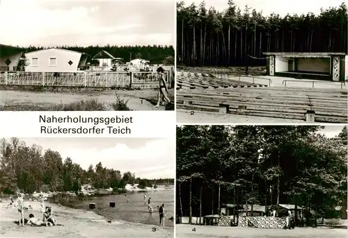 AK / Ansichtskarte 73892416 Rueckersdorf_Finsterwalde_Brandenburg Naherholungsgebiet Rueckersdorfer Teich Bungalows Waldbuehne Zeltplatz 