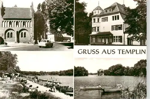 AK / Ansichtskarte  Templin Kirche Strand und Bootspartie Erholungsheim Templin