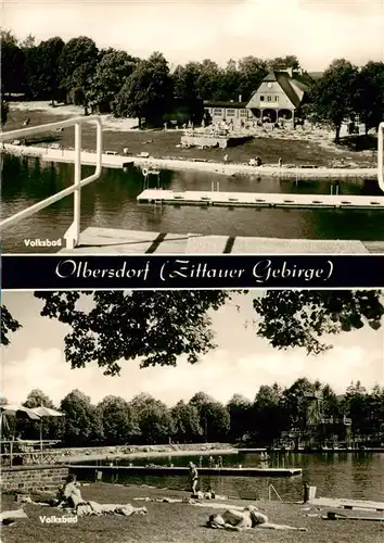 AK / Ansichtskarte  Olbersdorf_Sachsen Volksbad Strandpartie Olbersdorf Sachsen