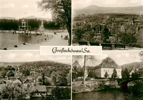 AK / Ansichtskarte  Grossschoenau_Sachsen Waldstrandbad Blick zum Hutberg Heimat und Damastmuseum Grossschoenau Sachsen