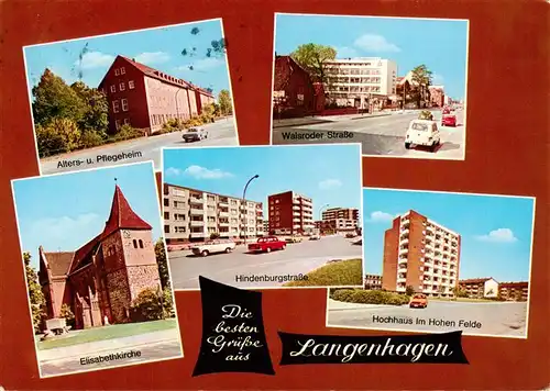 AK / Ansichtskarte  Langenhagen__Hannover Alters und Pflegeheim Walsroder Strasse Elisabethkirche Hindenburgstrasse Hochhaus im Hohen Felde 