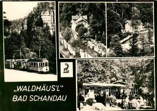 AK / Ansichtskarte  Bad_Schandau Strassenbahn Gaststaette Waldhaeusl Details Bad_Schandau