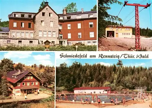 AK / Ansichtskarte 73892494 Schmiedefeld_Rennsteig Erholungsheim Stutenhaus Liftbaude am Eisenberg Filmbuehne Waldbad Schmiedefeld_Rennsteig