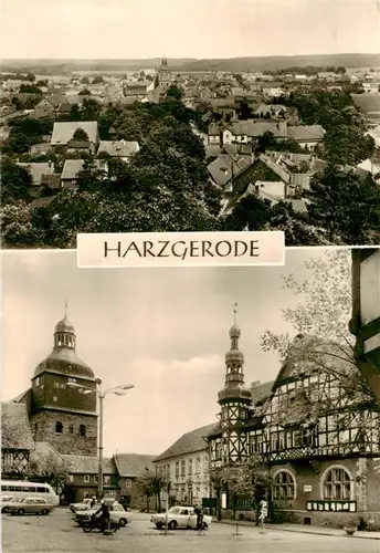 AK / Ansichtskarte 73892518 Harzgerode Teilansicht Markt mit Rathaus Harzgerode