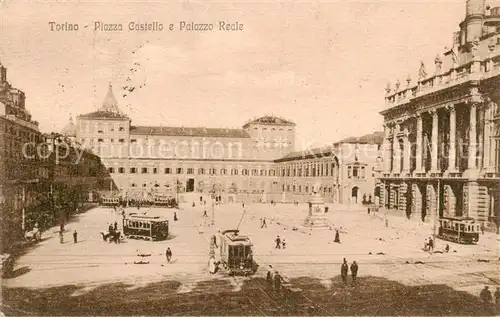 AK / Ansichtskarte  Strassenbahn_Tramway-- Torino Plazza Castello Palazzo Reale 