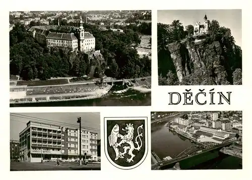 AK / Ansichtskarte  Decin_Tetschen-Bodenbach_Boehmen_CZ Schloss Wohnblock Panorama 