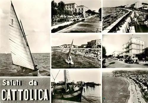 AK / Ansichtskarte 73892805 Cattolica__Provincia_Rimini_IT Promenade Segeln Hafen Strand 