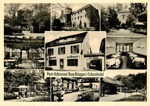 AK / Ansichtskarte 73892834 Brueggen_Niederrhein_Schwalmtal Park Restaurant Burg Brueggen Gastraeume Bar Terrasse 