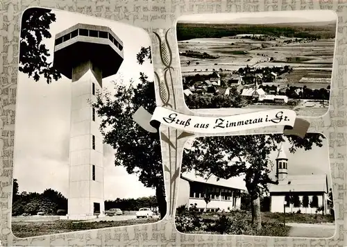 AK / Ansichtskarte  Zimmerau_Rhoen-Grabfeld Aussichtsturm Panorama Kirche Zimmerau Rhoen-Grabfeld