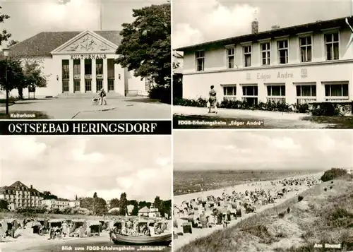 AK / Ansichtskarte  Heringsdorf__Ostseebad_Usedom Kulturhaus FDGB Erholungsheim Edgar Andre FDGB Erholungsheim Solidaritaet Am Strand 