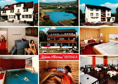 AK / Ansichtskarte  Oberaula Hotel Pension Zum Stern Gastraum Gaestezimmer Badesee Hallenbad Sauna Liegewiese Oberaula