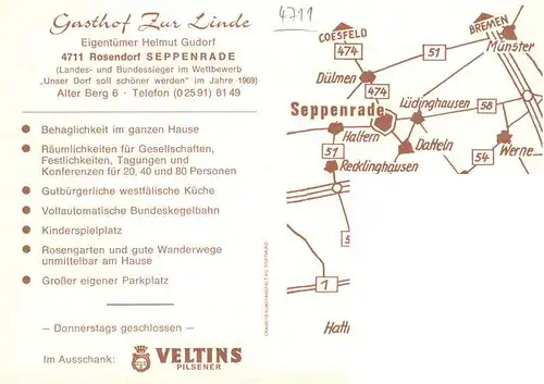 AK / Ansichtskarte 73892928 Seppenrade Gasthof zur Linde Gastraeume Bar Seppenrade