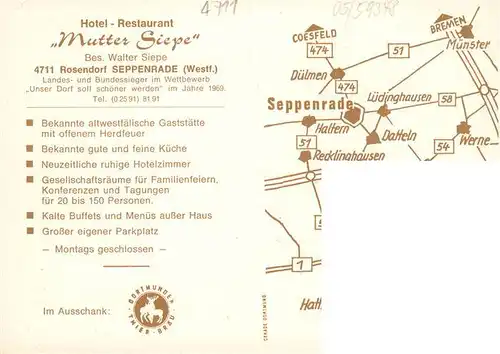 AK / Ansichtskarte  Seppenrade Hotel Restaurant Mutter Siepe Gastraeume Bar Seppenrade