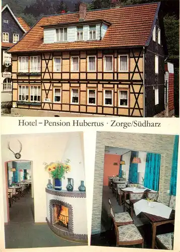 AK / Ansichtskarte 73892961 Zorge_Harz Hotel Pension Hubertus Gaststube Kaminzimmer 