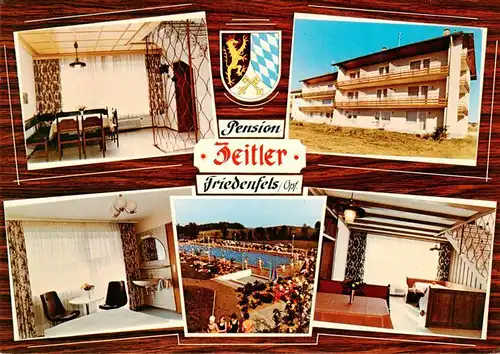 AK / Ansichtskarte 73892976 Friedenfels_Oberpfalz_Bayern Hotel Schloss Schenke Pension Zeitler Gastraeume Schwimmbad 