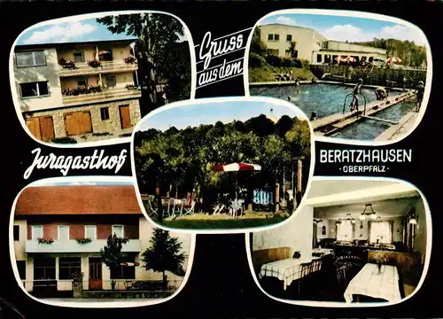 AK / Ansichtskarte  Beratzhausen Juragasthof und Pension Gastraum Schwimmbad Gartenterrasse Beratzhausen