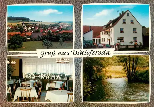 AK / Ansichtskarte 73893048 Dittlofsroda_Wartmannsroth Panorama Gasthaus Pension Kuehnlein Gaststube Bachlauf 