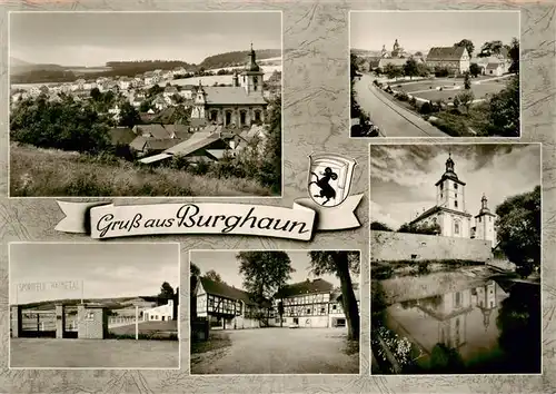 AK / Ansichtskarte  Burghaun Panorama Teilansicht Schloss Sportfeld Burghaun