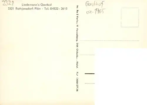 AK / Ansichtskarte 73893074 Rathjensdorf Lindemanns Gasthof Rathjensdorf