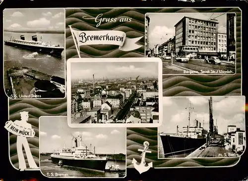 AK / Ansichtskarte  Bremerhaven ss United States Buergermeister Smidt Strasse TS Bremen MS Berlin Bremerhaven