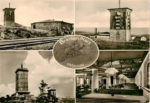 AK / Ansichtskarte  Brocken_Harz Brockenhotel Brockenturm Gastraum Brocken Harz