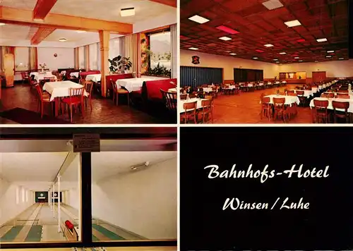 AK / Ansichtskarte 73893163 Winsen_Luhe Bahnhofs Hotel Gastraum Festsaal Kegelbahn Winsen Luhe