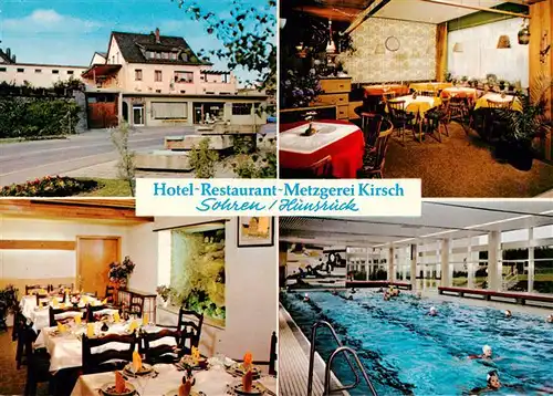 AK / Ansichtskarte 73893164 Sohren Hotel Restaurant Metzgerei Kirsch Gastraeume Hallenbad Sohren