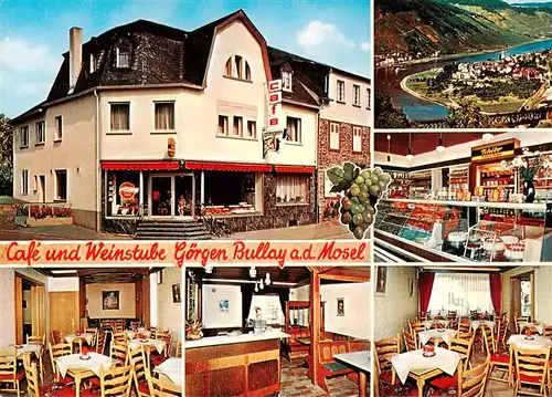 AK / Ansichtskarte  Bullay_Mosel Cafe Weinstube Goergen Gastraeume Verkaufstheke Moselpartie Bullay_Mosel