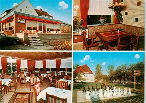 AK / Ansichtskarte 73893219 Hummersen Hotel Restaurant Lippische Rose Gastraeume Gartenschach Hummersen