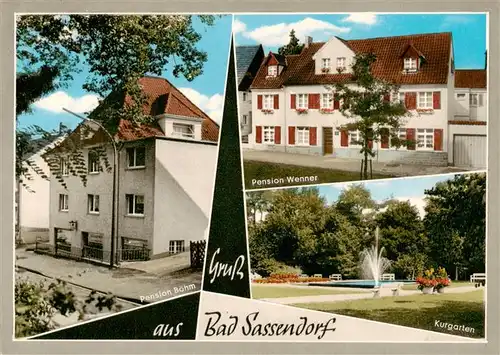 AK / Ansichtskarte  Bad_Sassendorf Pension Boehm Pension Wenner Kurgarten Bad_Sassendorf