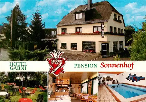 AK / Ansichtskarte  Elkenroth Hotel garni Pension Sonnenhof Gastraum Gartenterrasse Hallenbad Elkenroth