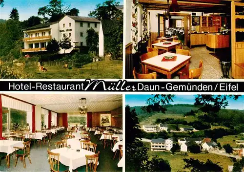 AK / Ansichtskarte  Gemuenden_Eifel Hotel Restaurant Mueller Gastraeume Panorama Gemuenden Eifel