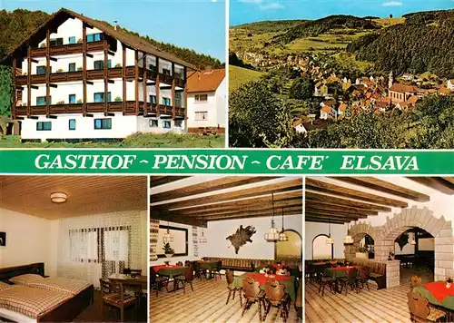 AK / Ansichtskarte 73893272 Heimbuchenthal Gasthof Pension Cafe Elsava Gastraeume Zimmer Panorama Heimbuchenthal