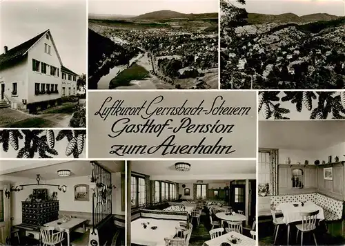 AK / Ansichtskarte  Scheuern_Gernsbach Gasthof Pension zum Auerhahn Gastraeume Panorama Scheuern Gernsbach