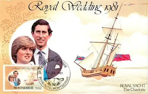 AK / Ansichtskarte 73893300 Montserrat_UK Ronald Wedding 1981 Royal Yacht Thr Charlotte Montserrat UK